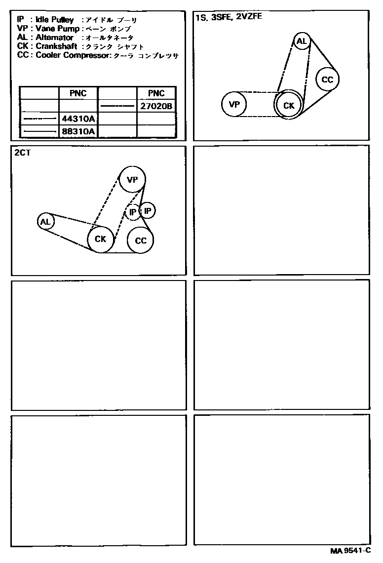 Toyota CAMRY V-Belt EPC diagram — MA9541C