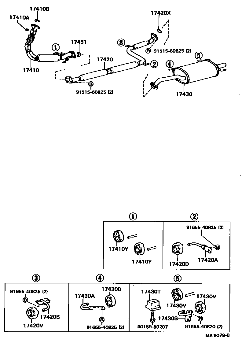 Toyota CAMRY Exhaust Pipe EPC diagram — MA9078B