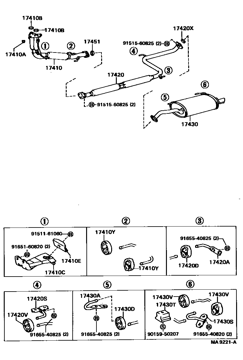 Toyota CAMRY Exhaust Pipe EPC diagram — MA9221A