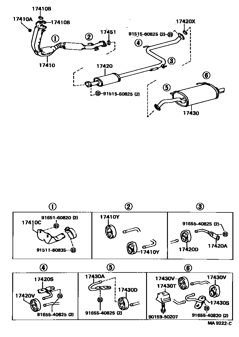 Toyota CAMRY Exhaust Pipe EPC diagram — MA9222C