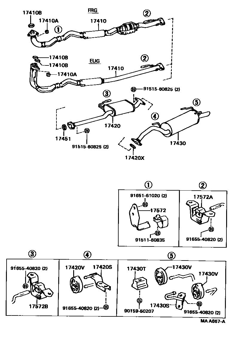 Toyota CAMRY Exhaust Pipe EPC diagram — MAA667A