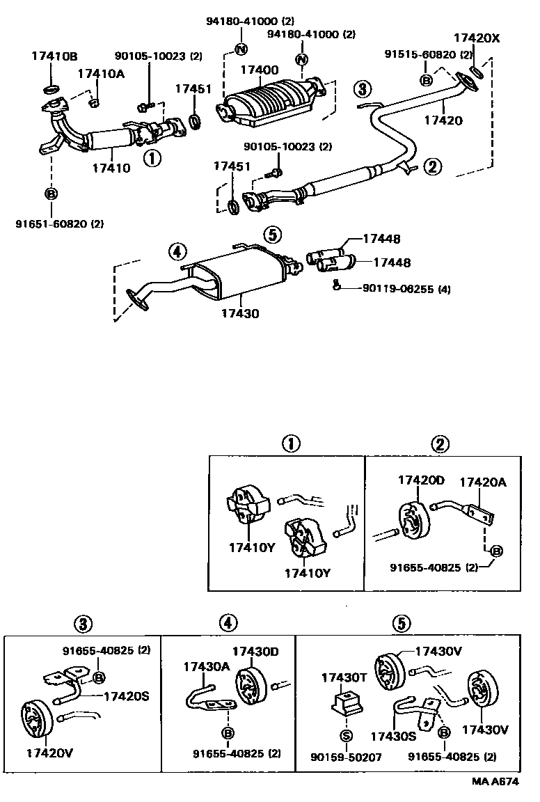 Toyota CAMRY Exhaust Pipe EPC diagram — MAA674