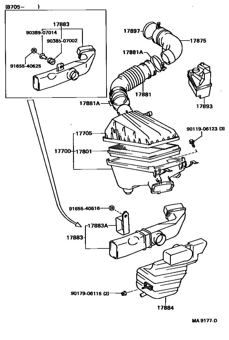 Toyota CAMRY Air Cleaner EPC diagram — MA9177D
