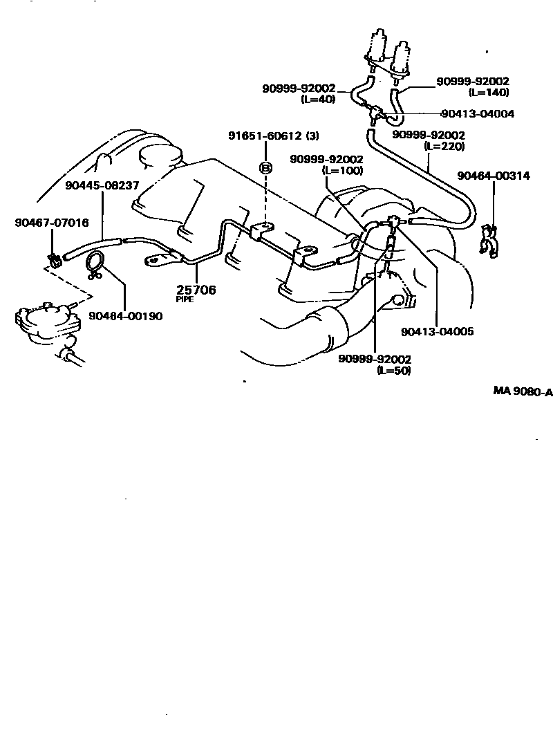 Toyota CAMRY vacuum tube EPC diagram — MA9080A