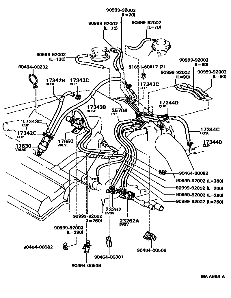 Toyota CAMRY vacuum tube EPC diagram — MAA693A