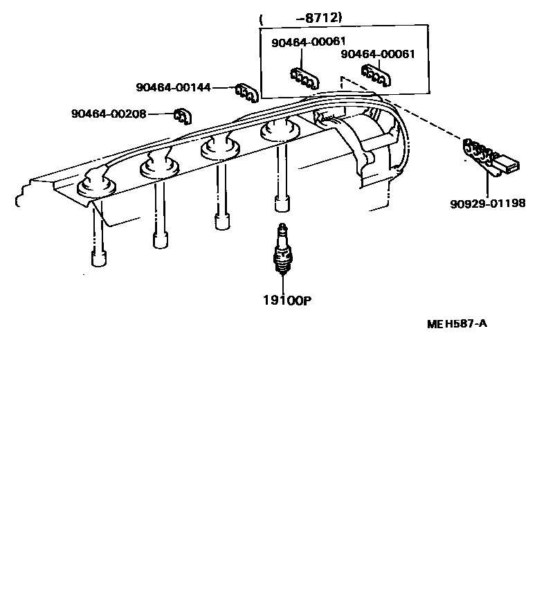 Toyota CAMRY 点火线圈和火花塞 EPC diagram — MEH587A