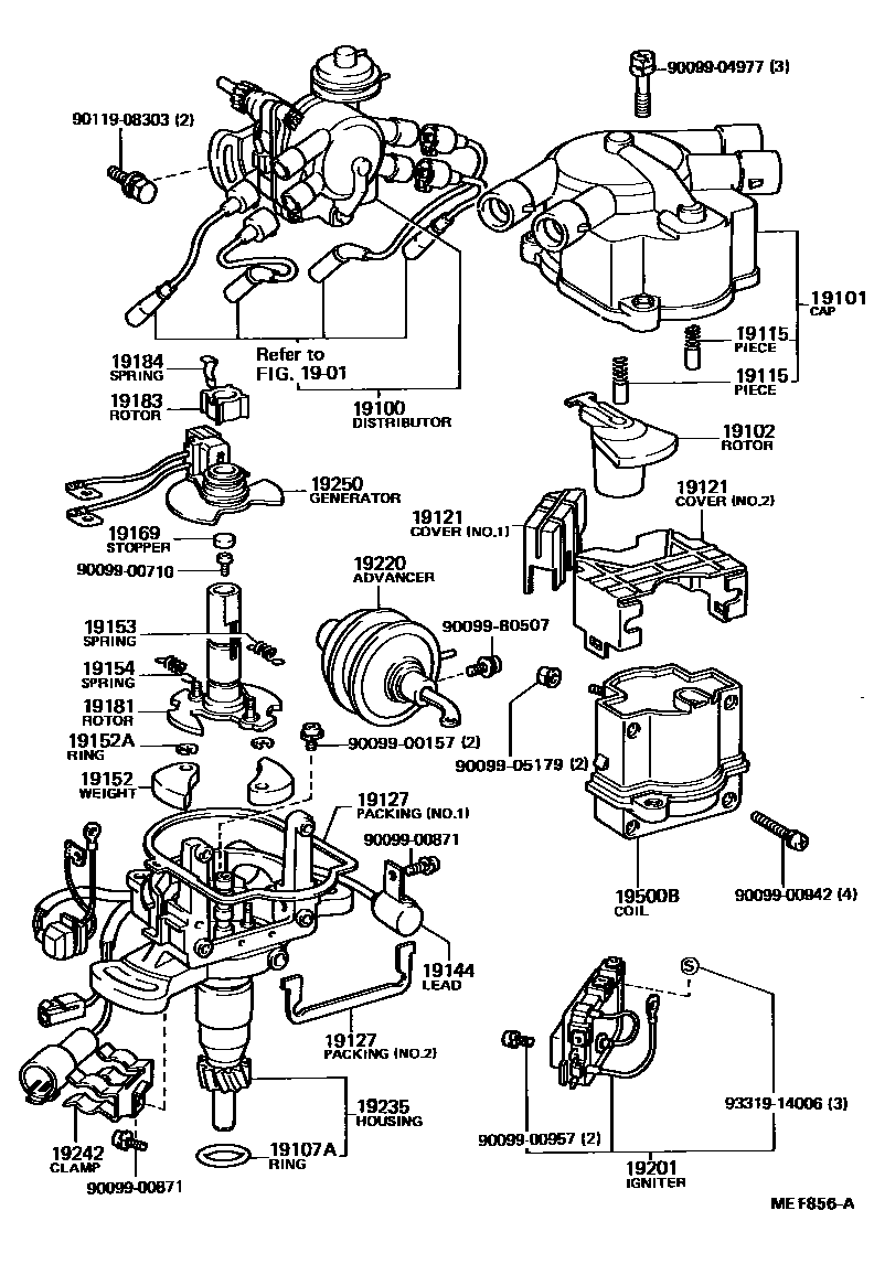Toyota CAMRY 分电器 EPC diagram — MEF856A