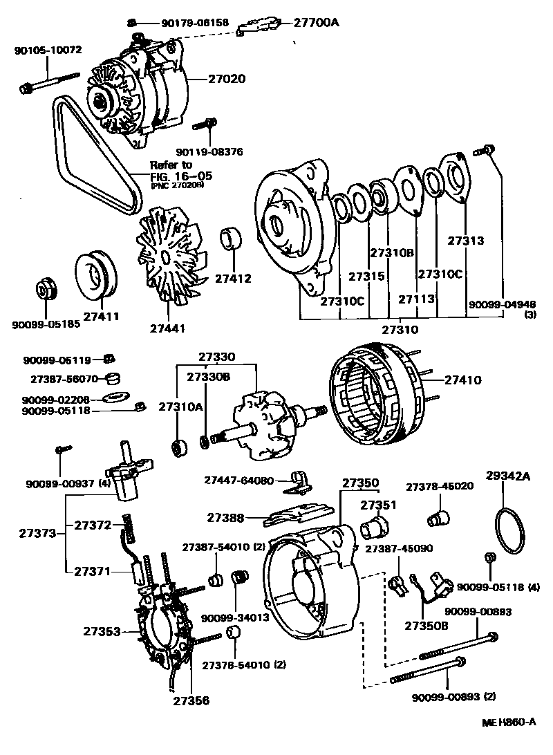 Toyota CAMRY Alternator EPC diagram — MEH860A