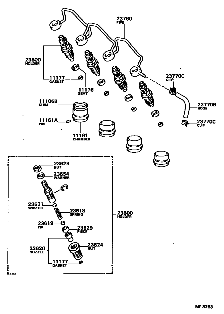 Toyota CAMRY 喷油嘴 EPC diagram — MF3283