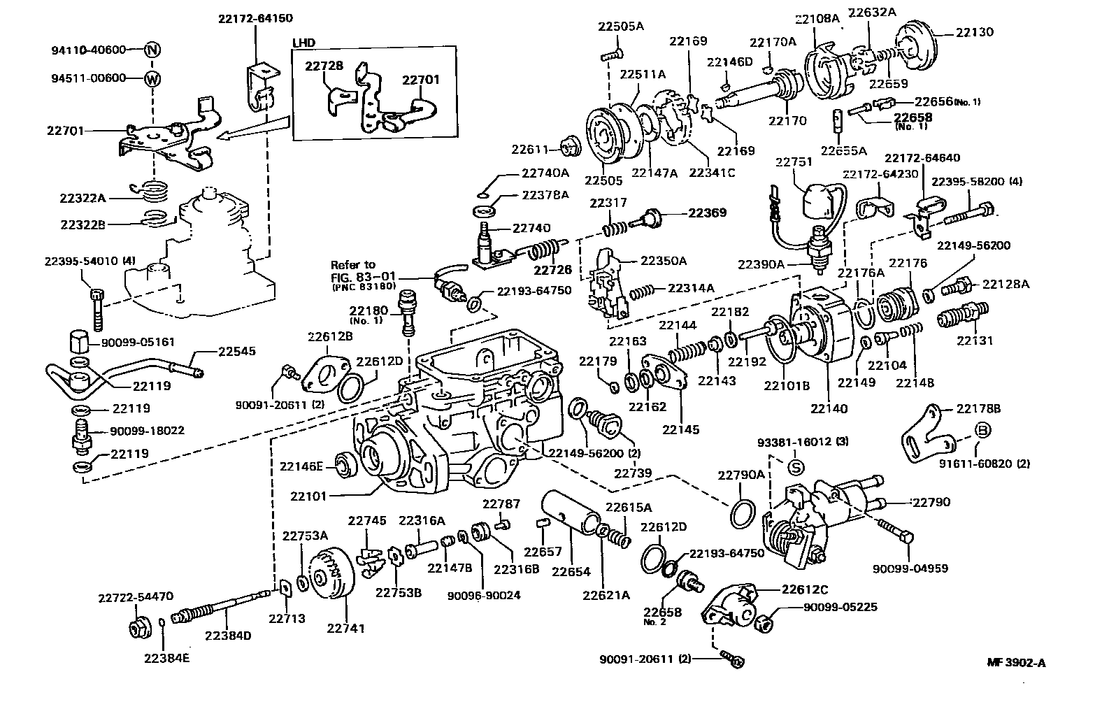 Toyota CAMRY 喷油泵体 EPC diagram — MF3902A