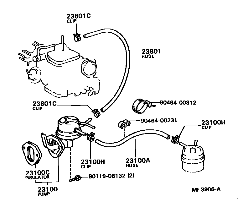 Toyota CAMRY 燃油泵和燃油管 EPC diagram — MF3906A