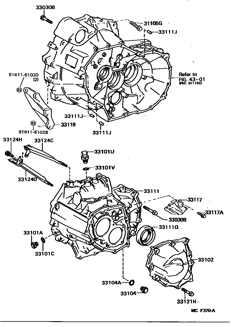 Toyota CAMRY 离合器壳和变速器壳(MTM) EPC diagram — MCF370A