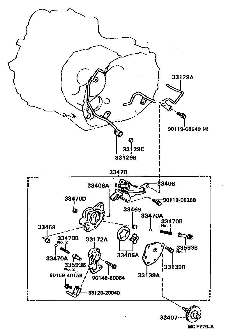 Toyota CAMRY 油泵、油冷却器和配管(MTM) EPC diagram — MCF779A
