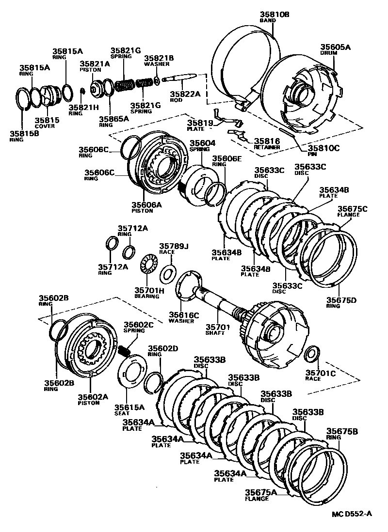 Toyota CAMRY 制动带和多片式离合器(ATM) EPC diagram — MCD552A
