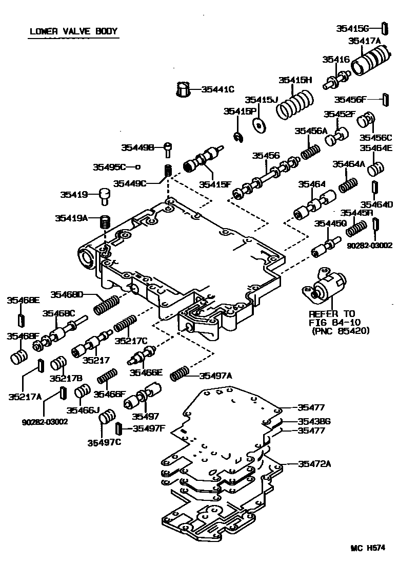 Toyota CAMRY 阀体和滤油网(ATM) EPC diagram — MCH574