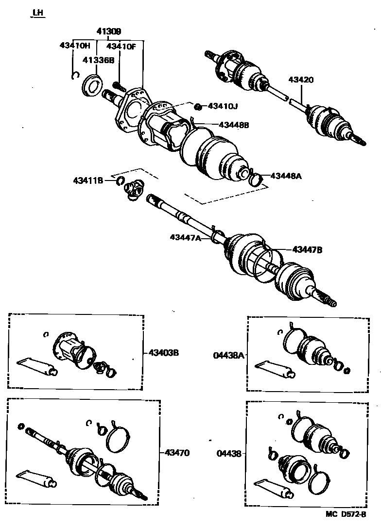 Toyota CAMRY Front Drive Shaft EPC diagram — MCD572B