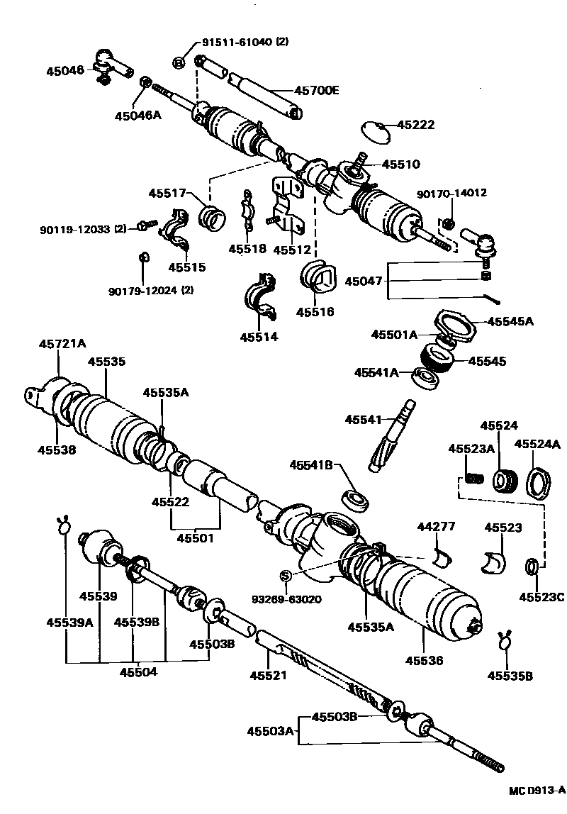 Toyota CAMRY 前转向齿轮和连杆 EPC diagram — MCD913A