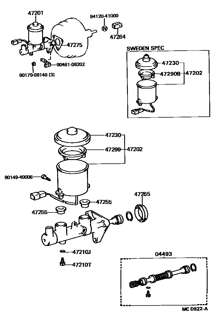Toyota CAMRY 制动总泵 EPC diagram — MCD922A