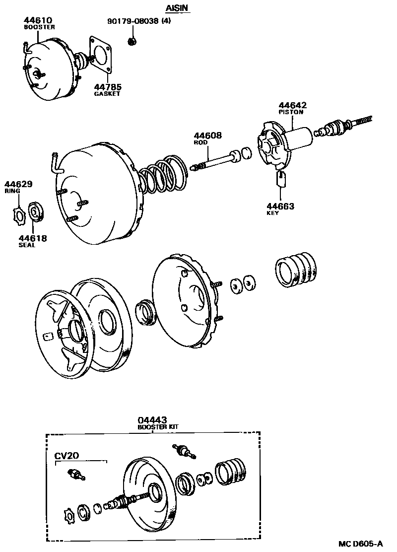 Toyota CAMRY 制动助力器和真空管 EPC diagram — MCD605A