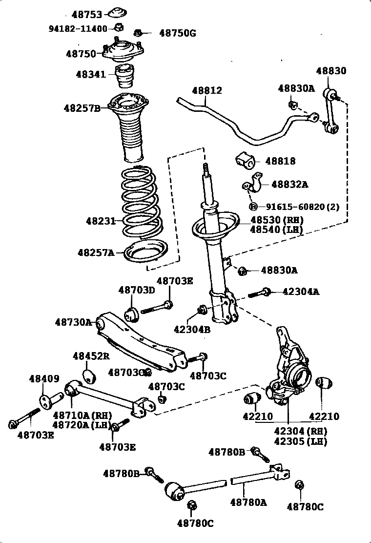 Toyota CAMRY Rear Spring & Shock Absorber EPC diagram — 482759