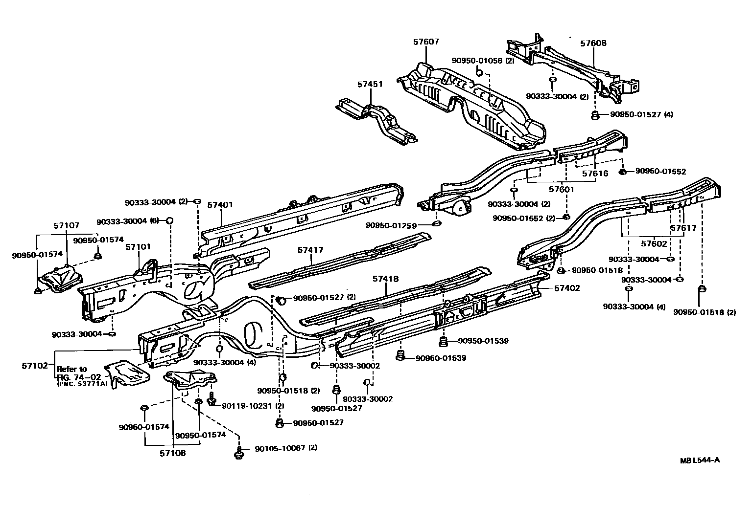 Toyota CAMRY Floor stringers EPC diagram — MBL544A