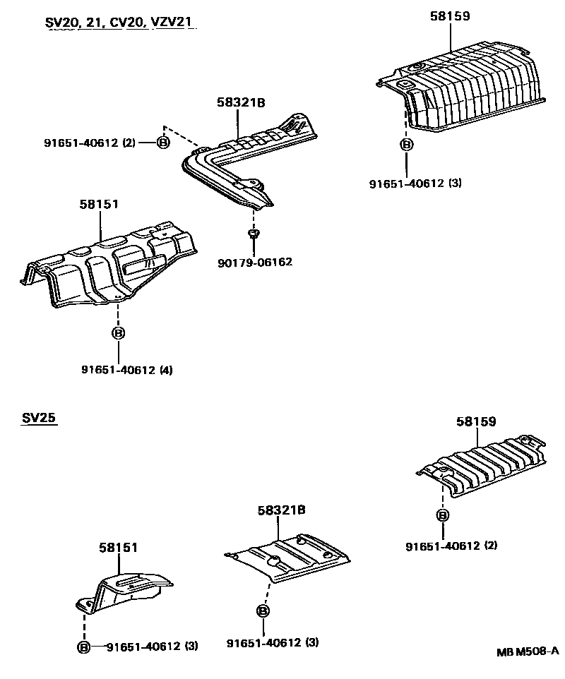 Toyota CAMRY 地板隔热垫 EPC diagram — MBM508A