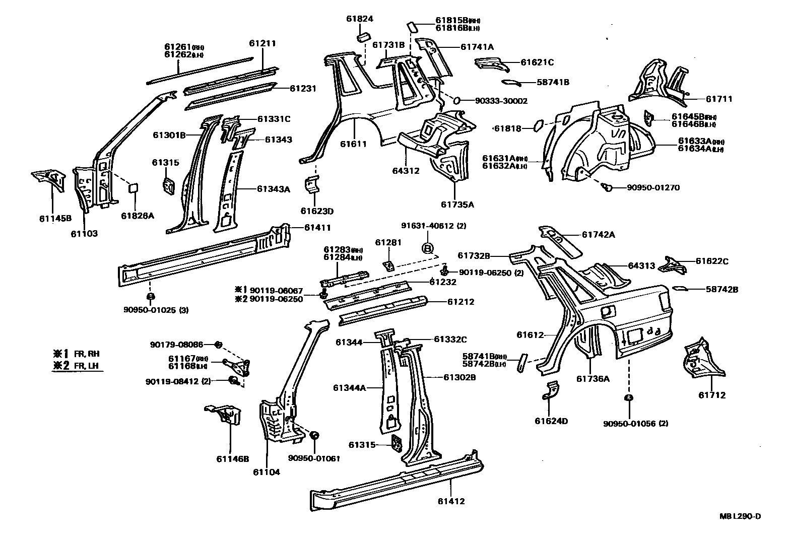 Toyota CAMRY 侧梁 EPC diagram — MBL290D