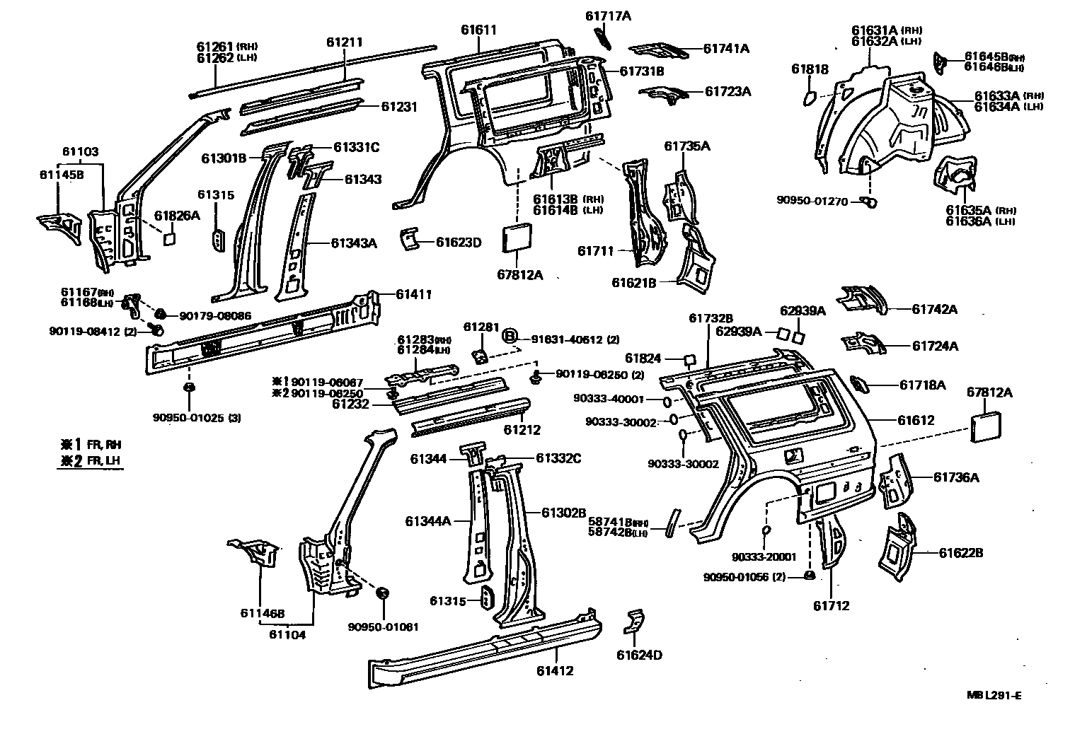 Toyota CAMRY 侧梁 EPC diagram — MBL291E