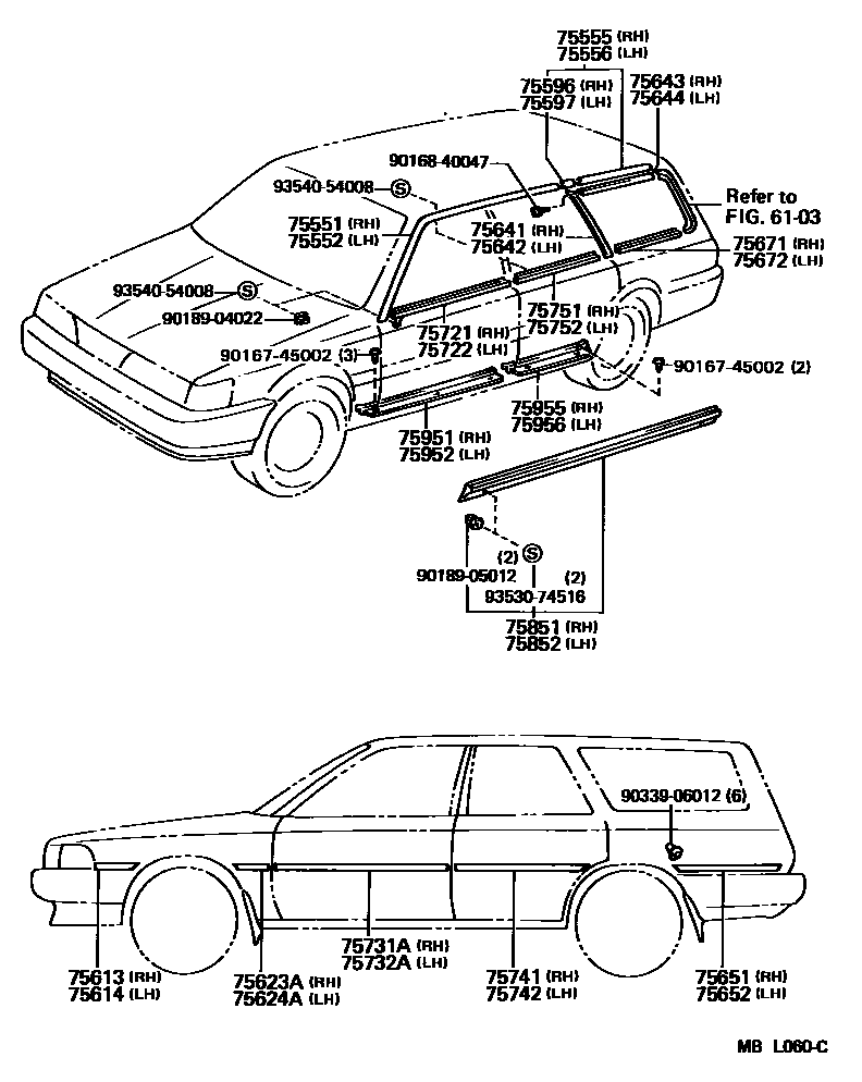 Toyota CAMRY 侧防护条 EPC diagram — MBL060C