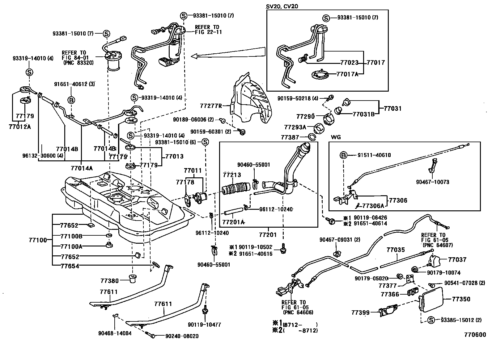 Toyota CAMRY 燃油箱和燃油管 EPC diagram — 770600