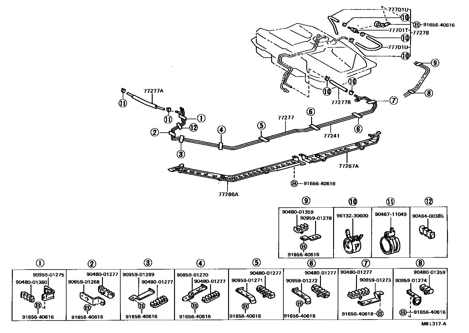 Toyota CAMRY 燃油箱和燃油管 EPC diagram — MBL317A