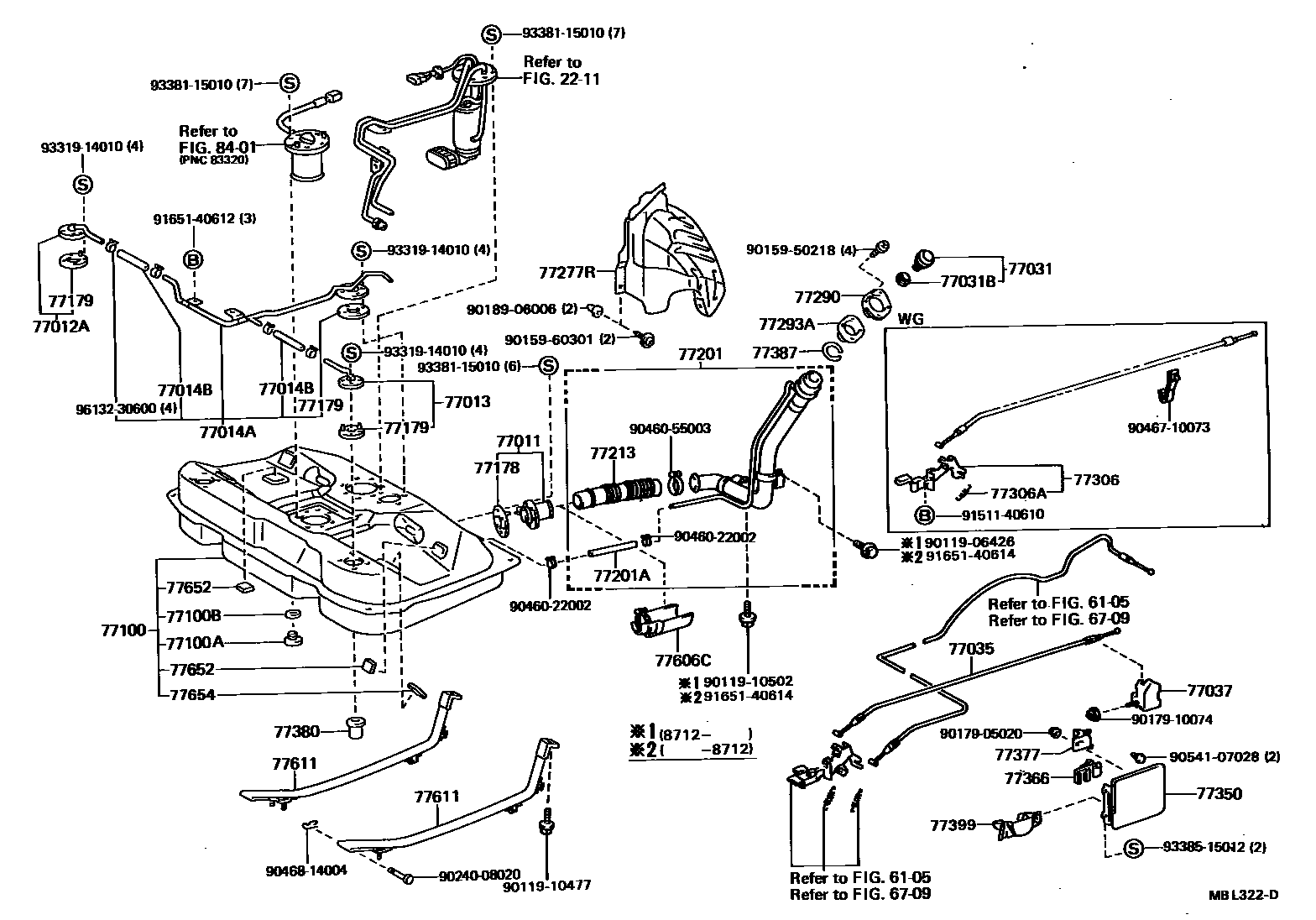 Toyota CAMRY 燃油箱和燃油管 EPC diagram — MBL322D