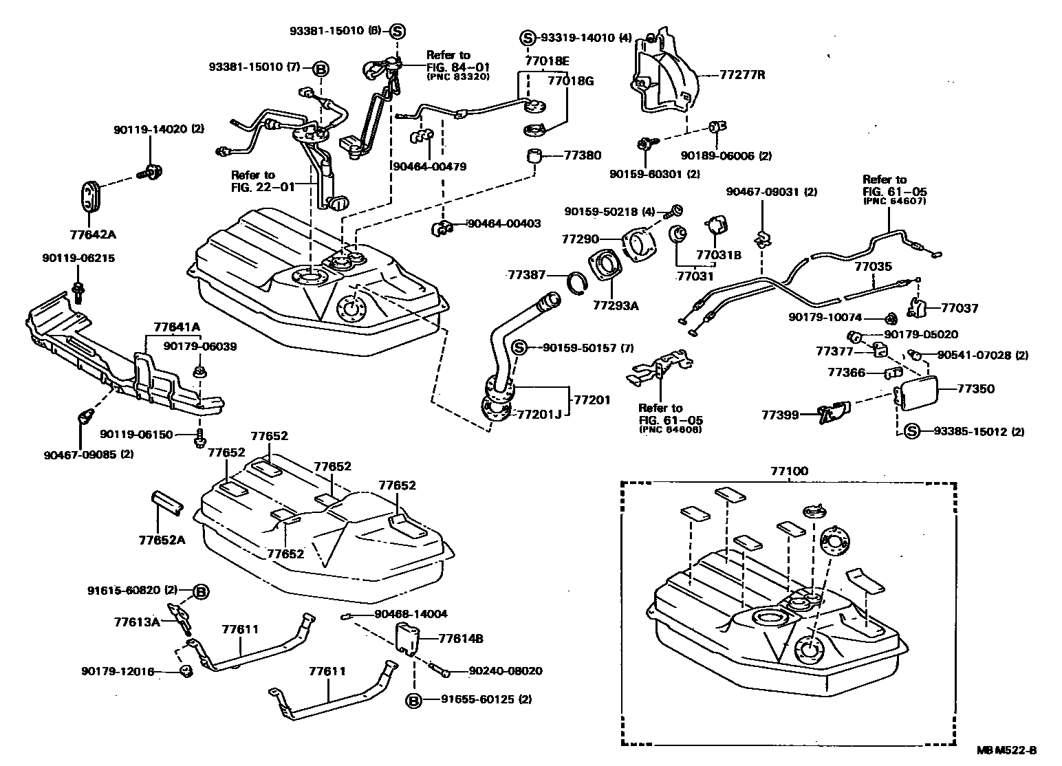 Toyota CAMRY 燃油箱和燃油管 EPC diagram — MBM522B