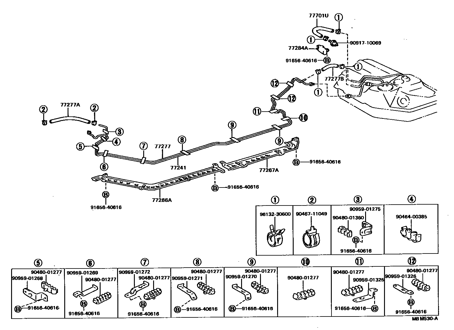 Toyota CAMRY 燃油箱和燃油管 EPC diagram — MBM530A