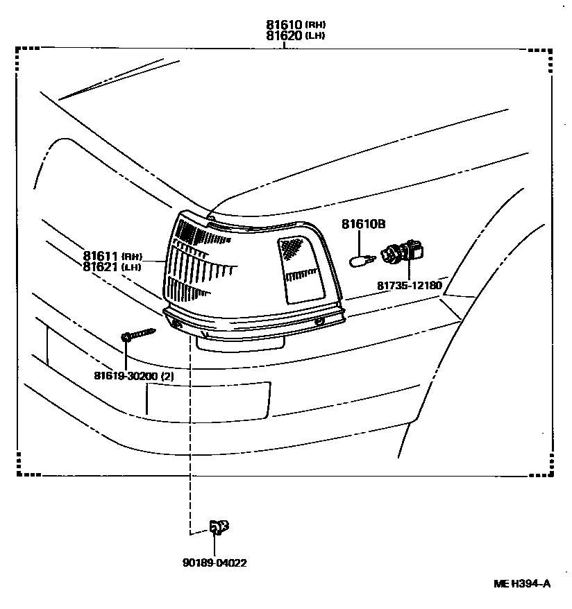 Toyota CAMRY 前示宽灯 EPC diagram — MEH394A