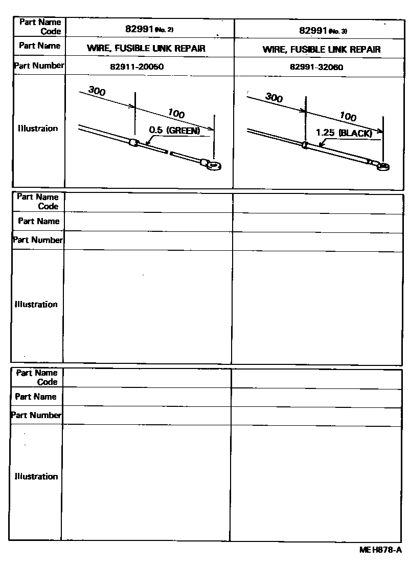 Toyota CAMRY 线束和卡夹 EPC diagram — MEH878A