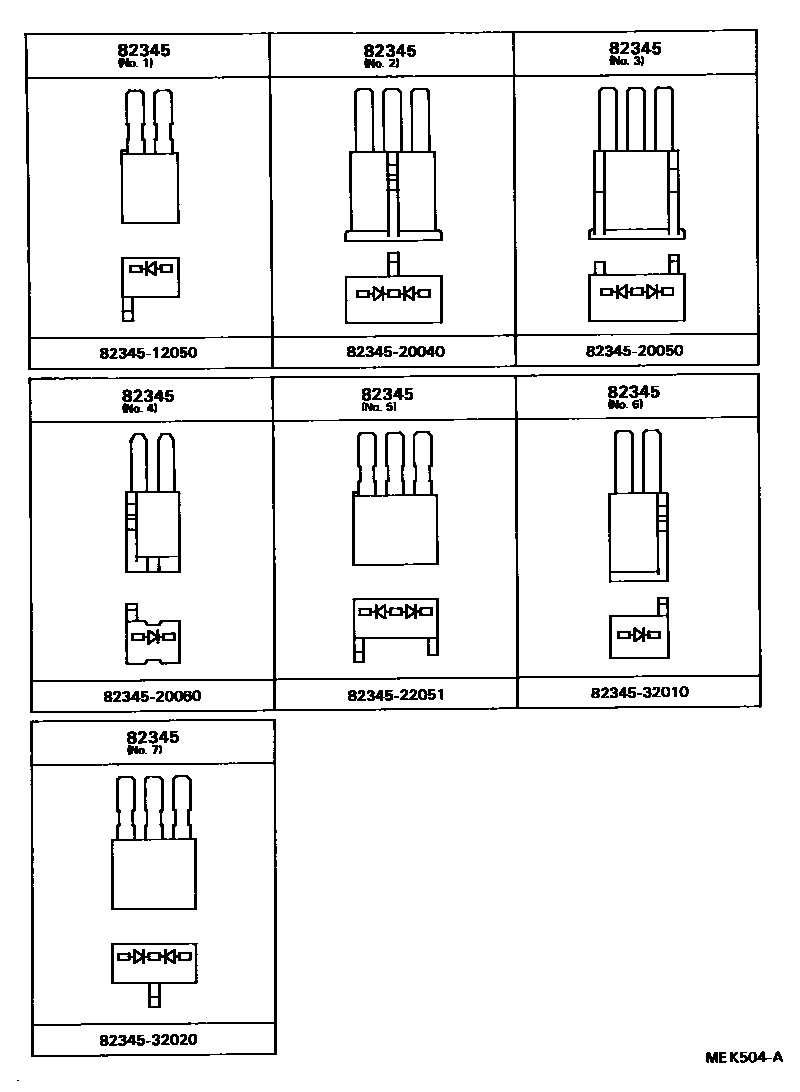 Toyota CAMRY 线束和卡夹 EPC diagram — MEK504A