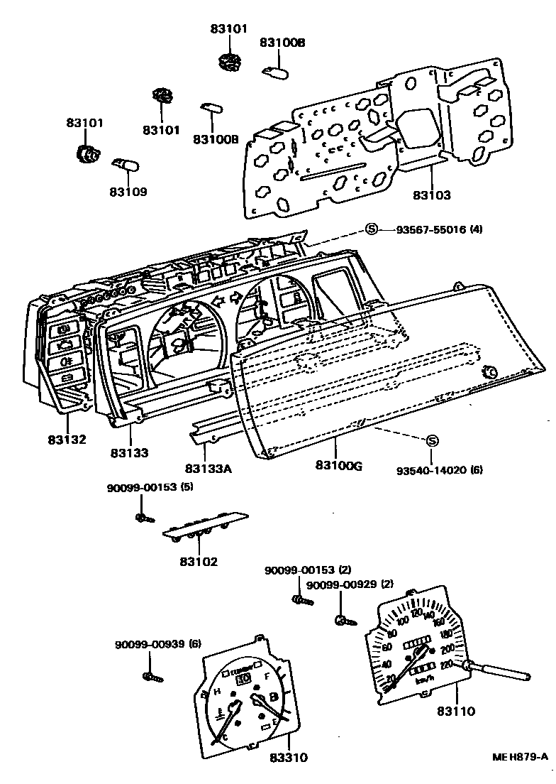 Toyota CAMRY 仪表 EPC diagram — MEH879A