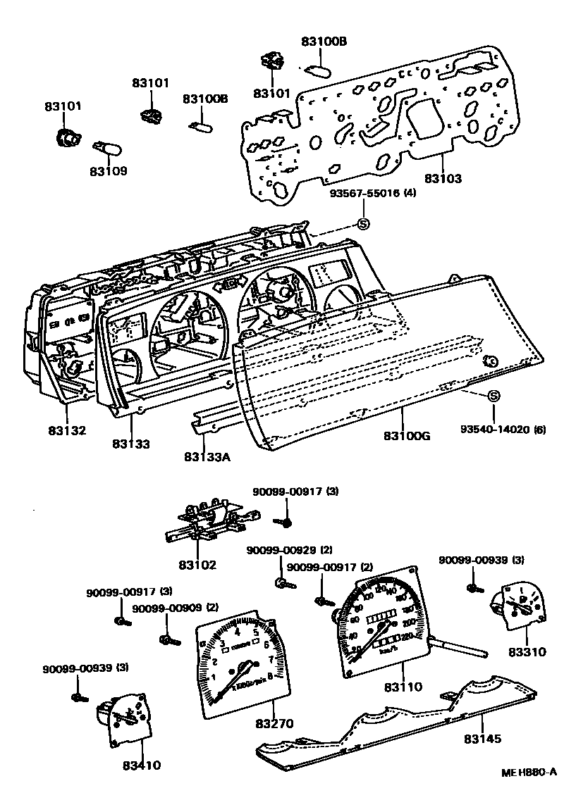 Toyota CAMRY 仪表 EPC diagram — MEH880A
