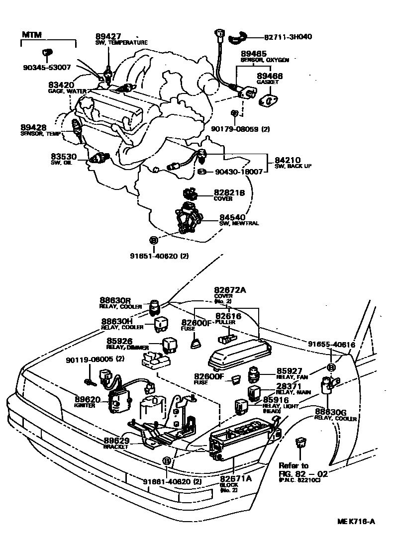 Toyota CAMRY 开关和继电器和ECU EPC diagram — MEK716A
