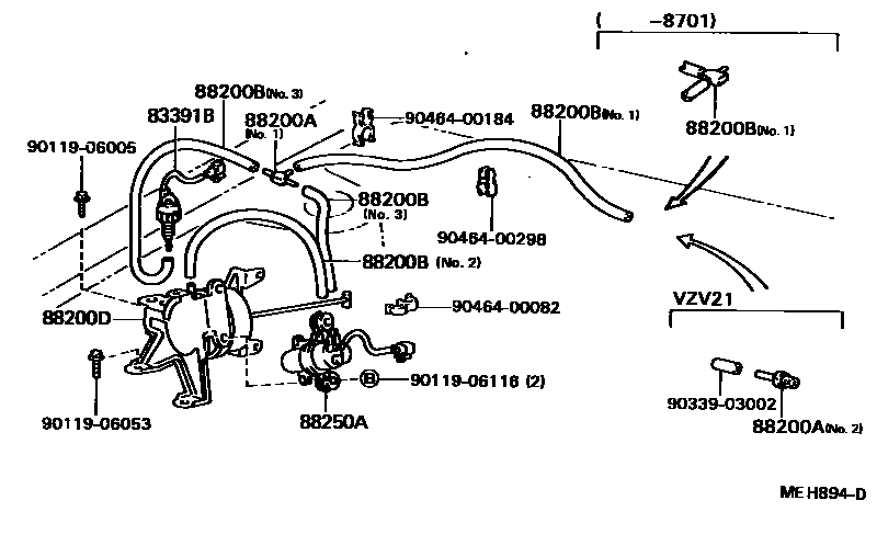 Toyota CAMRY 巡航控制(自动行驶) EPC diagram — MEH894D