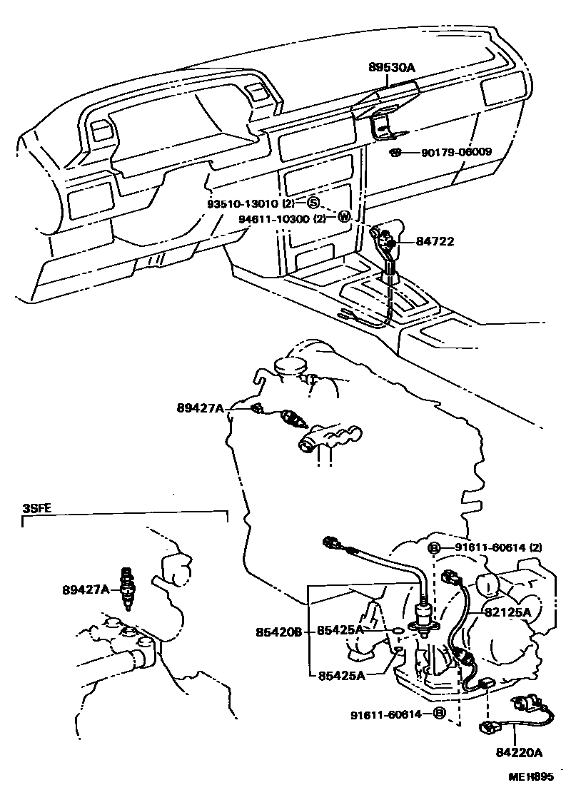 Toyota CAMRY 超速档和电子控制变速器 EPC diagram — MEH895