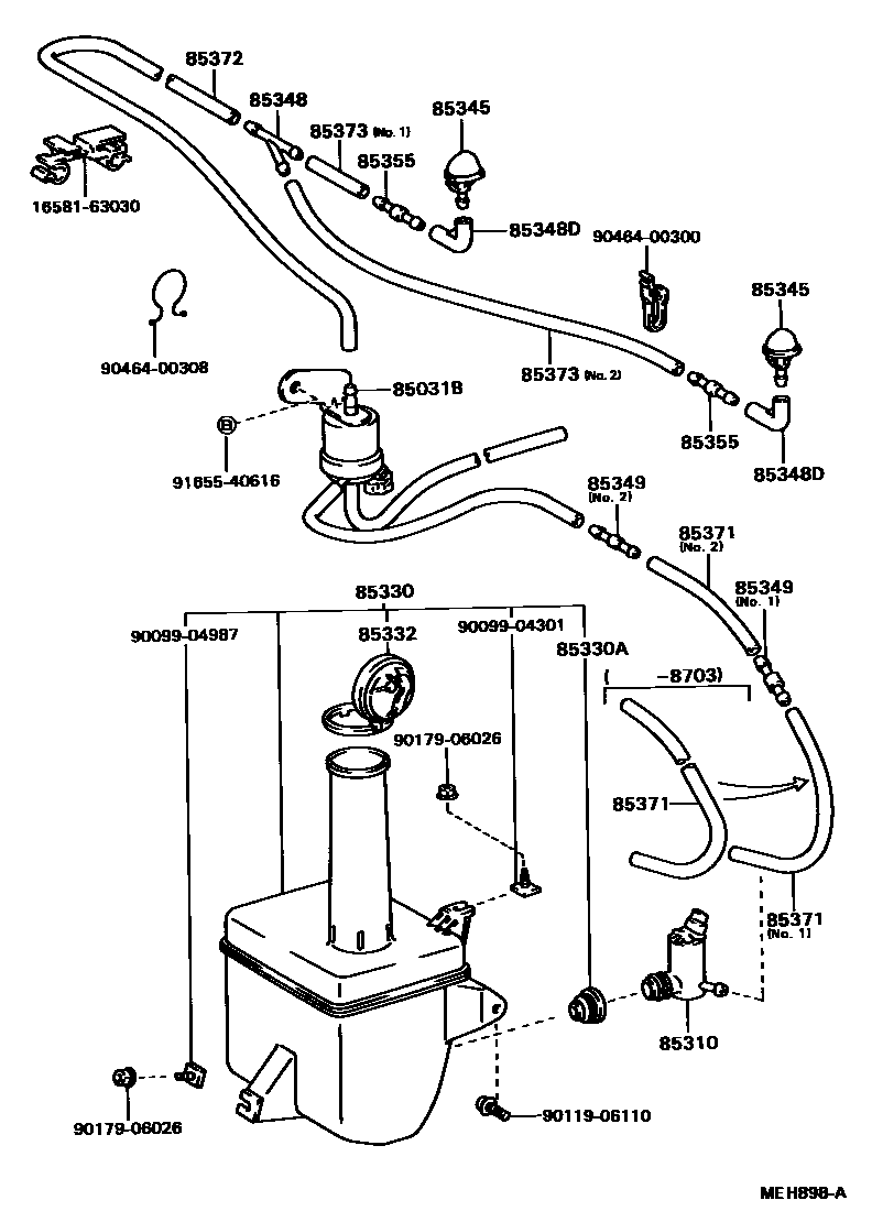 Toyota CAMRY 挡风玻璃清洗器 EPC diagram — MEH898A