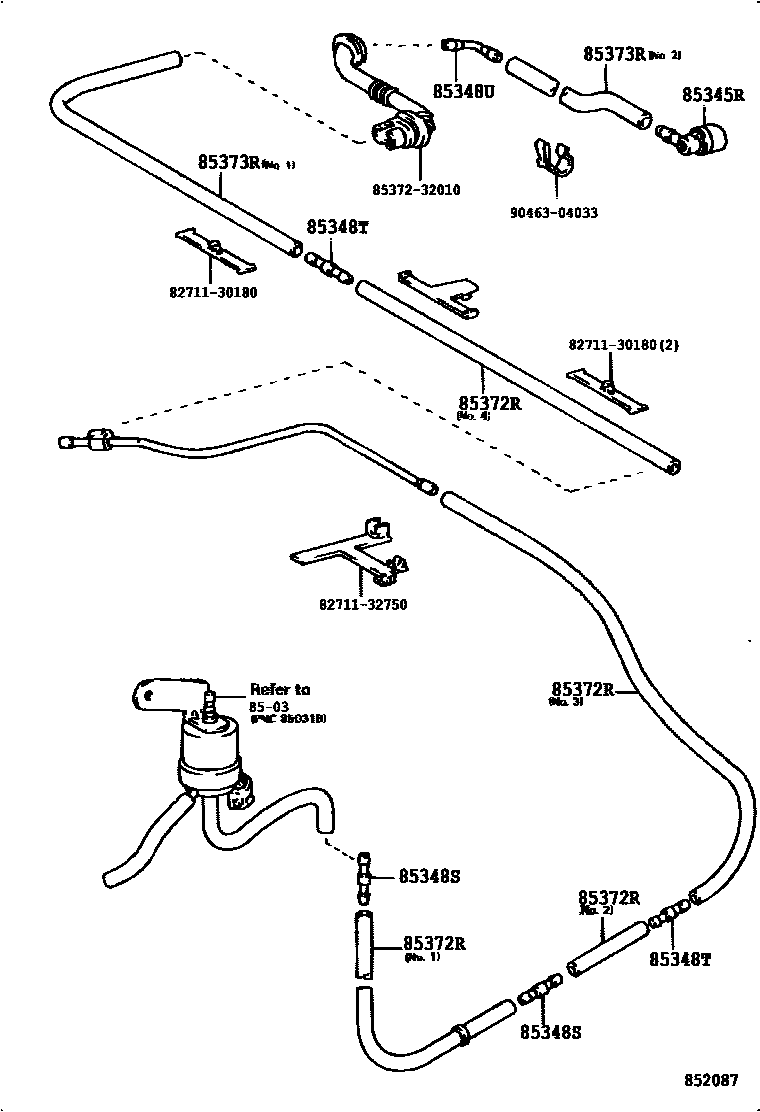 Toyota CAMRY 后清洗器 EPC diagram — 852087