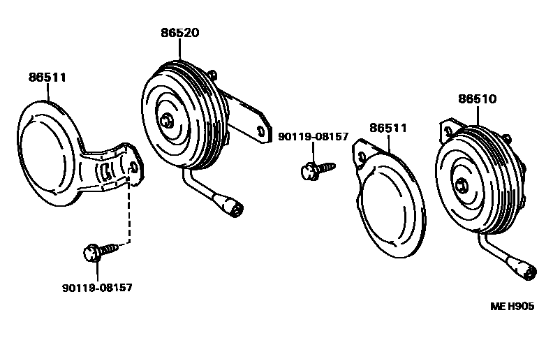 Toyota CAMRY 喇叭 EPC diagram — MEH905
