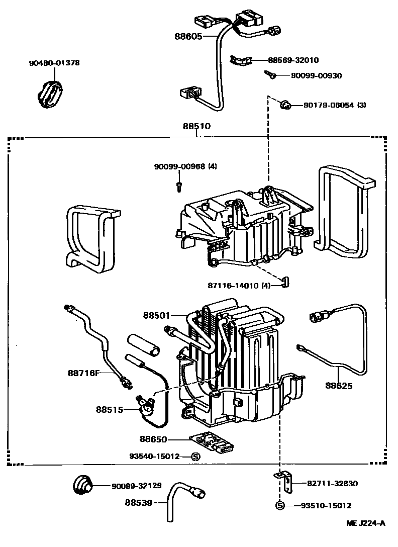 Toyota CAMRY 暖风和空调系统 - 冷却器组件 EPC diagram — MEJ224A