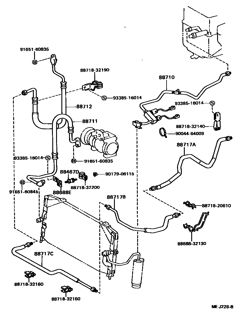 Toyota CAMRY Heating & Air Conditioning - Cooler Piping EPC diagram — MEJ226B