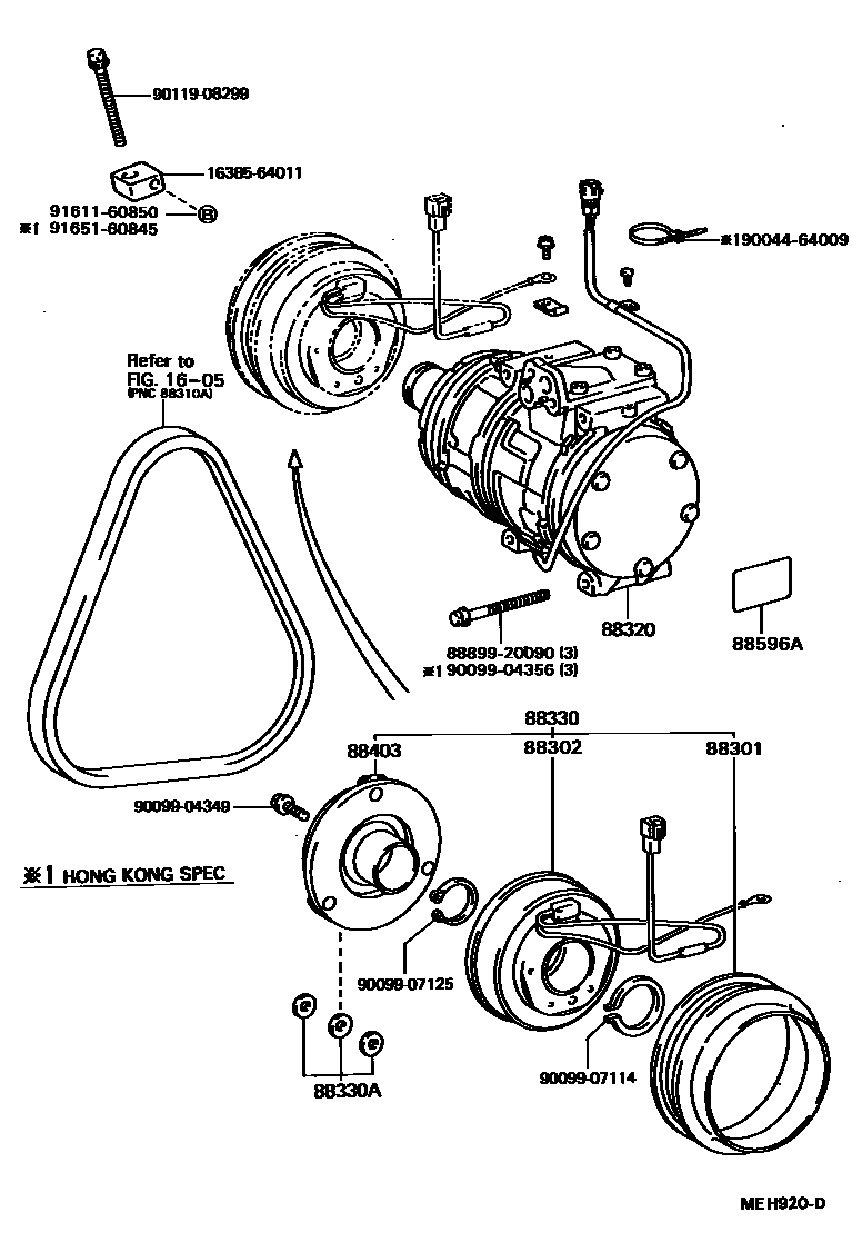Toyota CAMRY Heating & Air Conditioning - Compressor EPC diagram — MEH920D