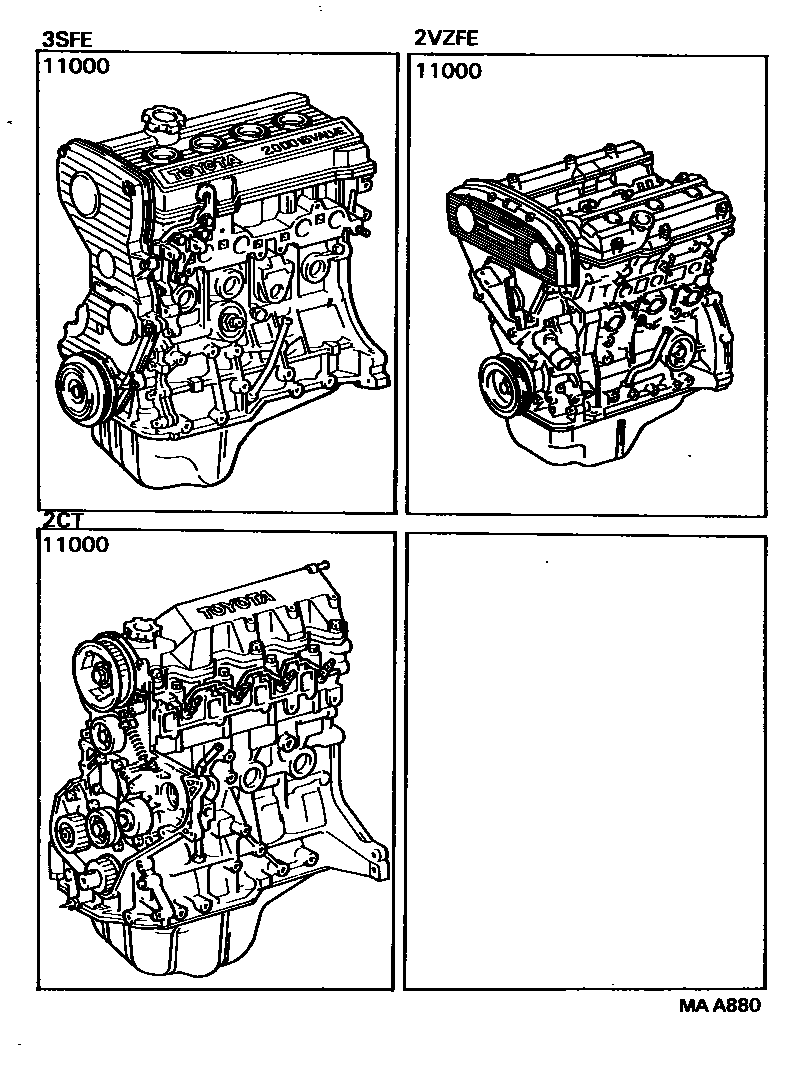Toyota CAMRY Partial Engine Assembly EPC diagram — MAA880