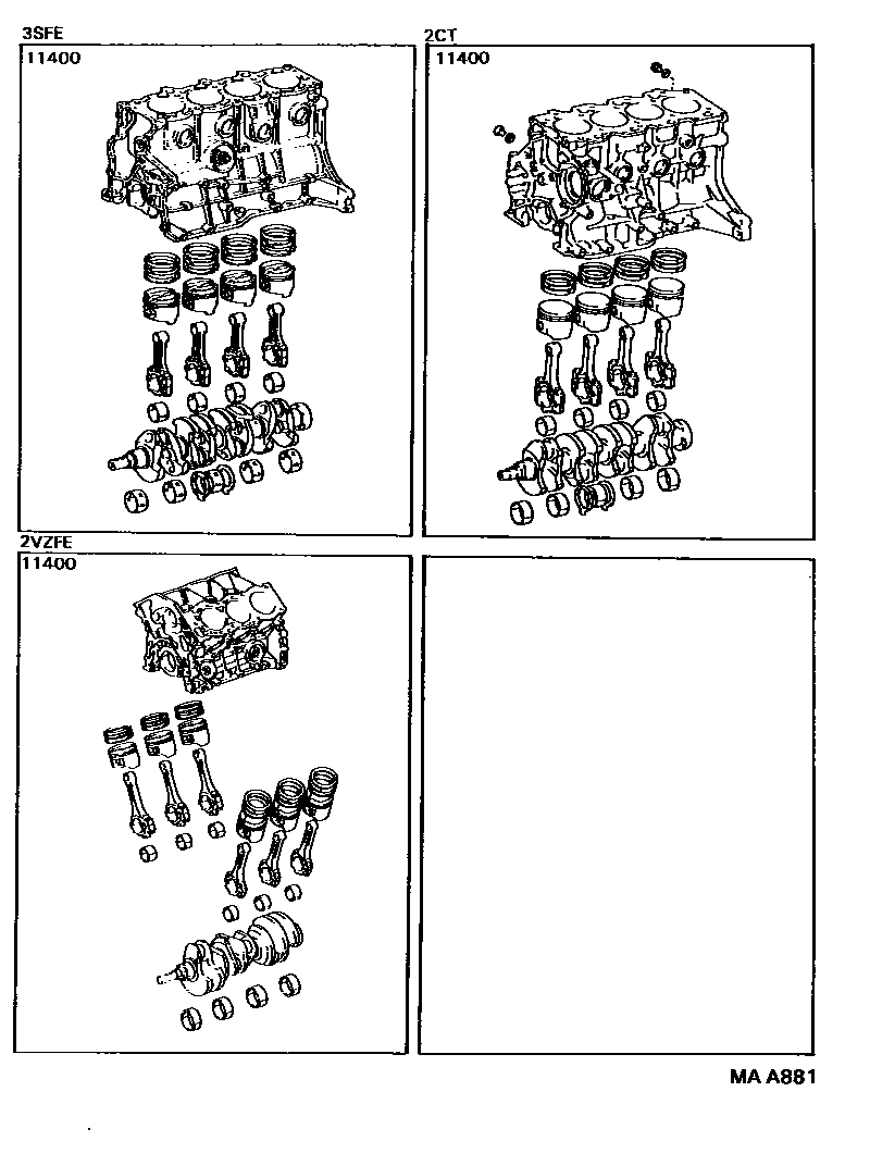 Toyota CAMRY Short Block Assembly EPC diagram — MAA881